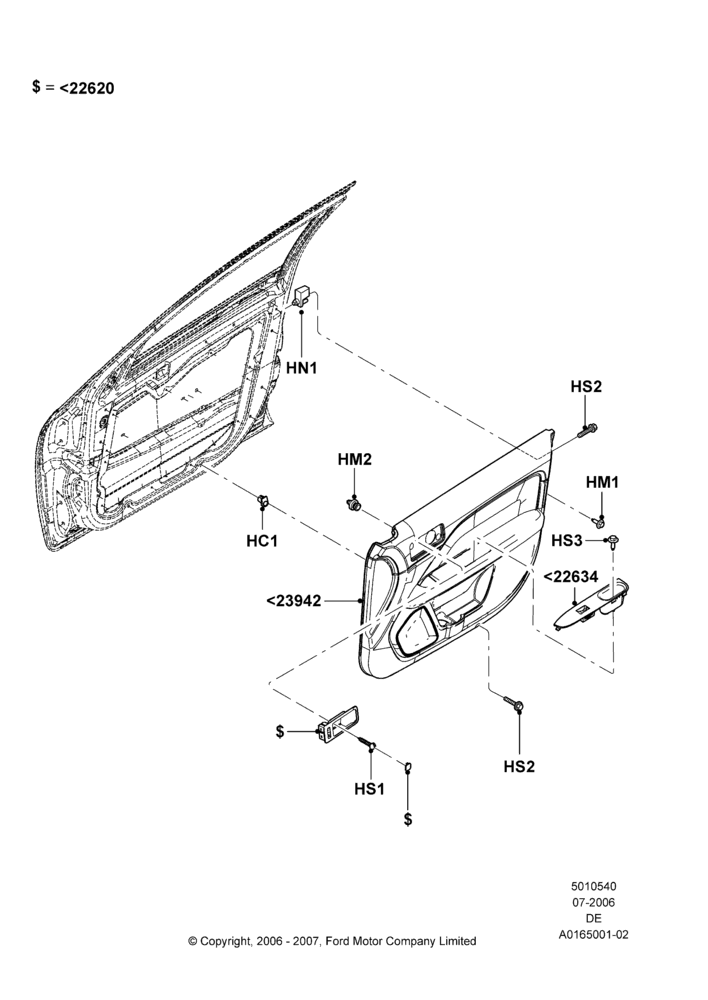 40D - Front Door Trim Panels, Ford Division Derivative; 31/JUL/2006-01/DEC/2006