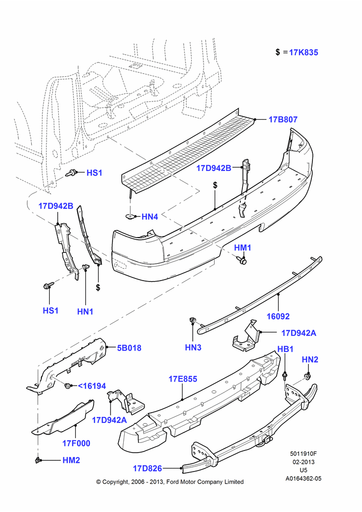 10F - Rear Bumper, Ford Series, Ironman Version Package; 07/AUG/2006-16/DEC/2010