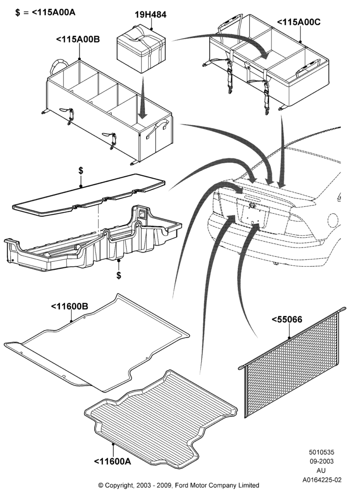 35XB - Load Compartment Trim, 4 Door Sedan, Accessory; 05/APR/2004-27/AUG/2007