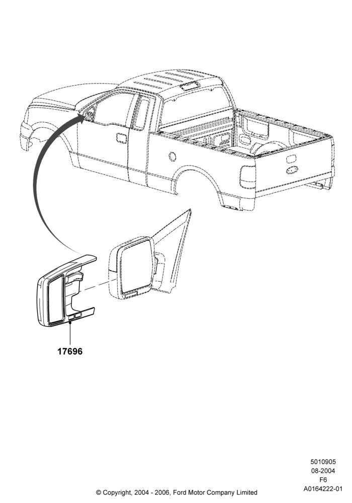 Exterior Rear View Mirror, Ford 150 Series, Accessory, Slide-On Type