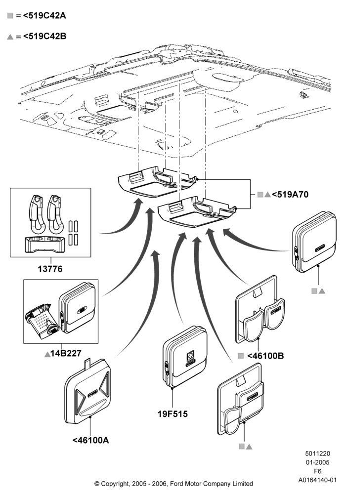 20XB - Console - Overhead, Lincoln Mark LT, Overhead Console With Rail, Accessory; 31/JAN/2005-18/JUL/2008