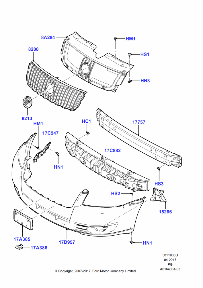 05D - Radiator Grille and Front Bumper, Mercury Division Derivative; 30/APR/2007-15/JUN/2009