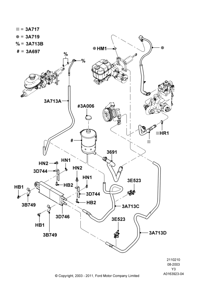10A - Supply & Return Hoses - Power Strg; 04/AUG/2003-19/JAN/2010