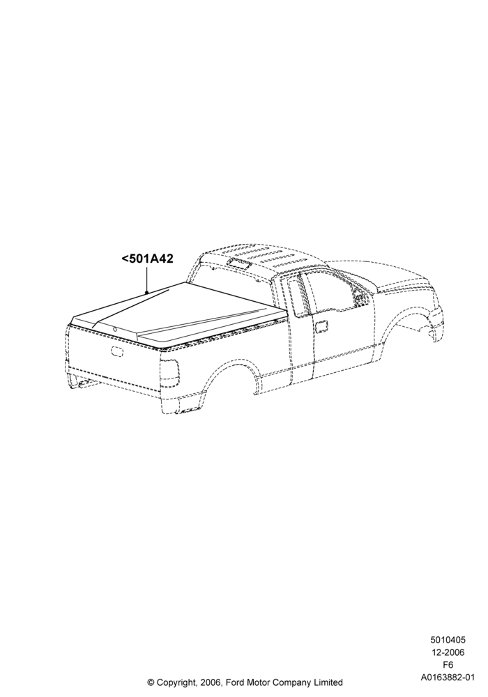 Pick Up Box/Tailgate and Tonneau, Less Pickup Side Rails, Lincoln Mark LT, With 6.5' Styleside Box, Accessory, Leer One-Piece Fiberglass Hard Tonneau Cover