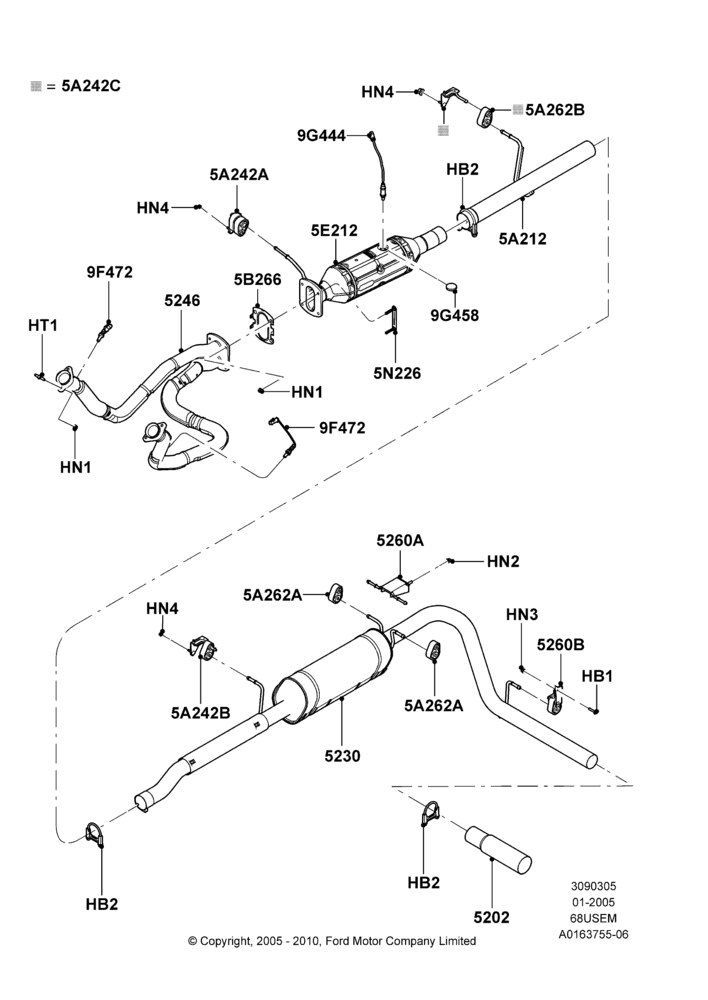 Exhaust System, 6.8L Gas EFI V10