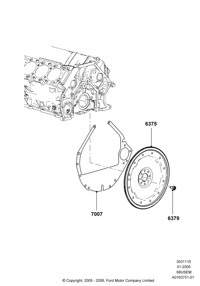 10B - Flywheel, 6.8L Gas EFI V10; 03/JAN/2005-19/JAN/2010