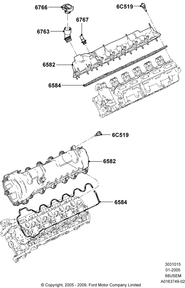 15B - Cylinder Head Cover, 6.8L Gas EFI V10; 03/JAN/2005-19/JAN/2010