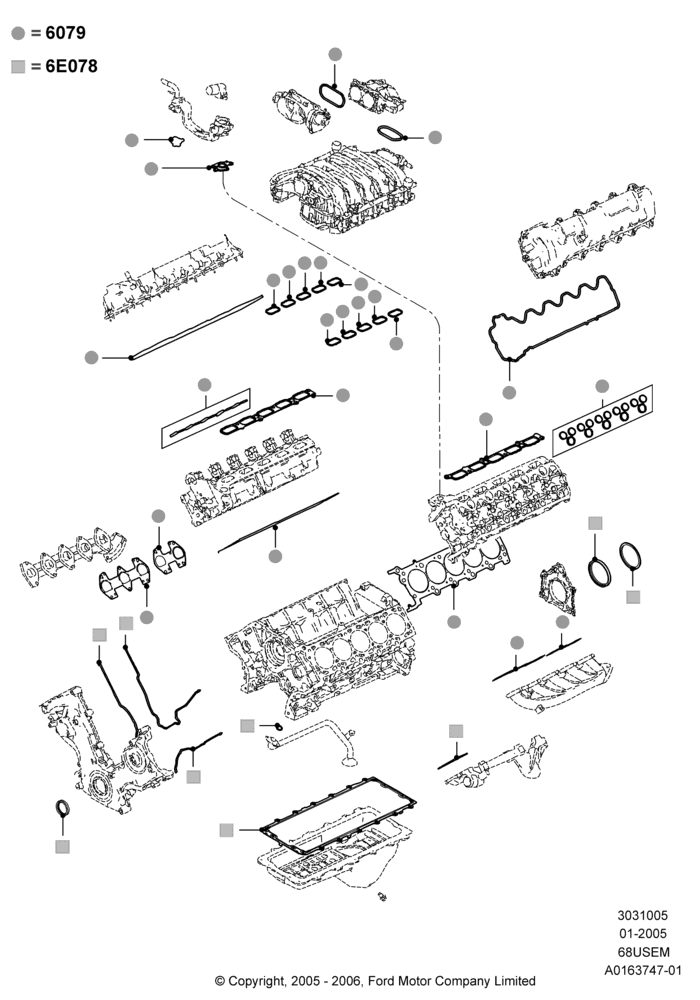 05B - Engine Gasket Kits, 6.8L Gas EFI V10; 03/JAN/2005-19/JAN/2010