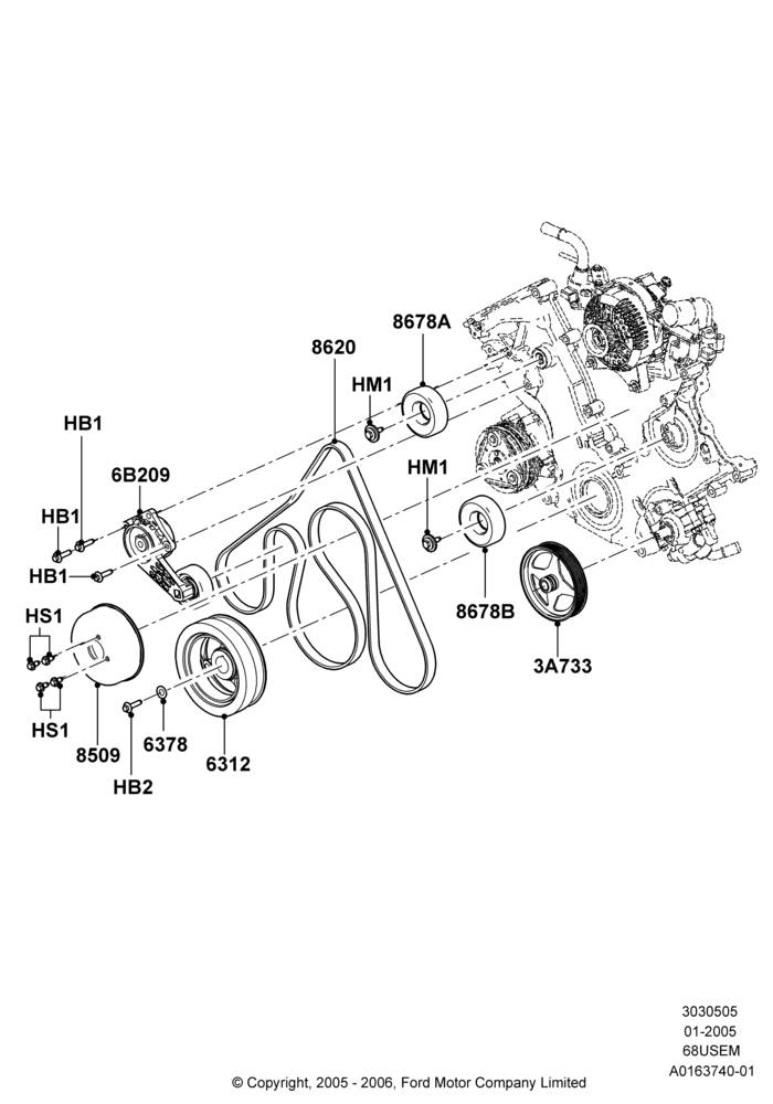Pulleys and Drive Belts, 6.8L Gas EFI V10