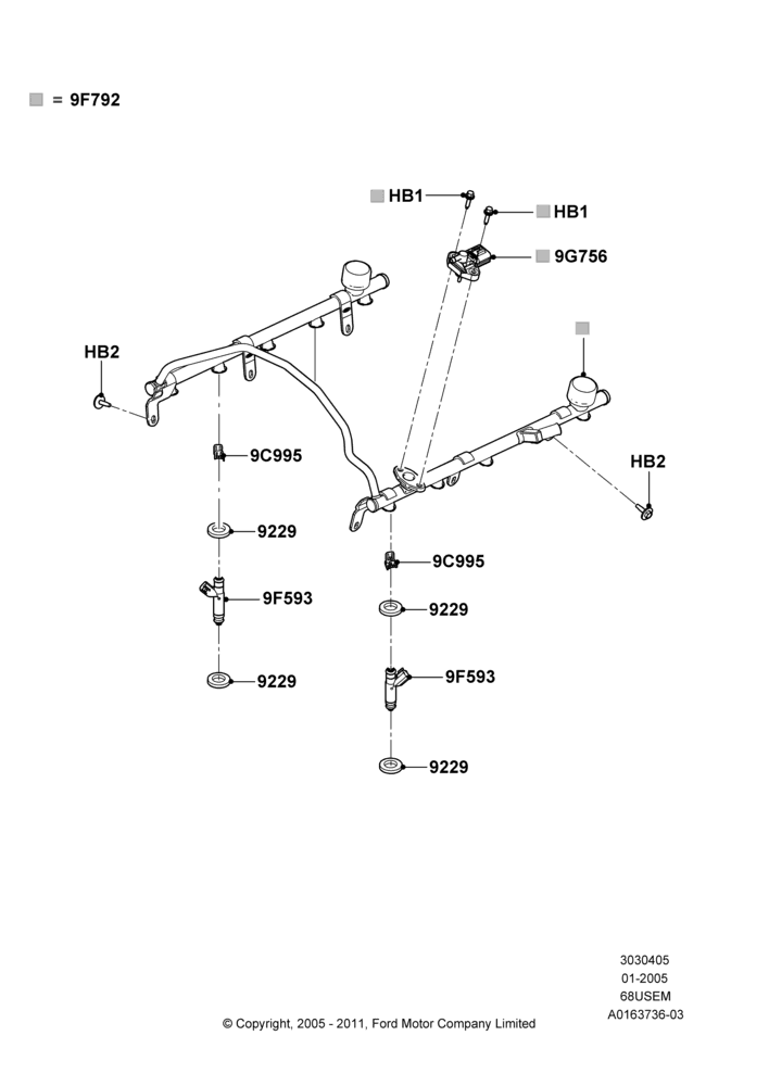 05B - Fuel Injectors and Pipes, 6.8L Gas EFI V10; 03/JAN/2005-19/JAN/2010