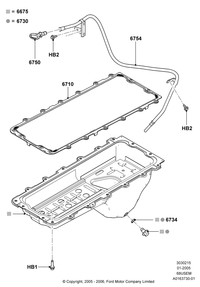 15B - Oil Pan/Oil Level Indicator, 6.8L Gas EFI V10; 03/JAN/2005-19/JAN/2010