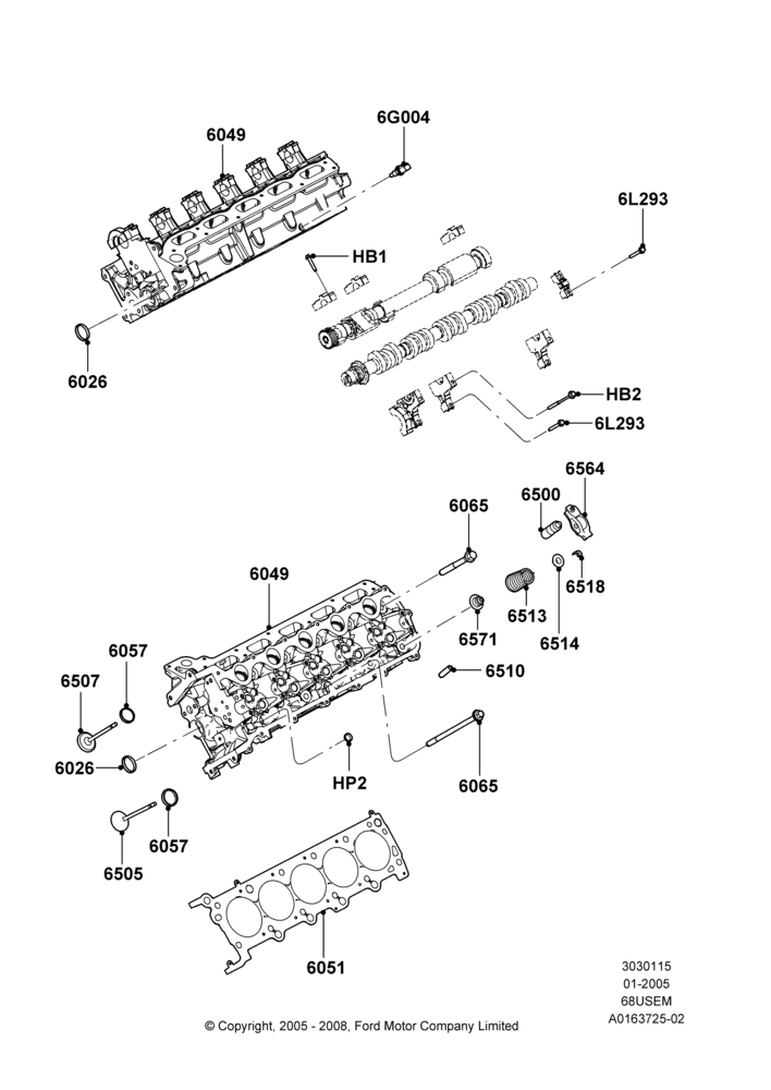 15B - Cylinder Head, 6.8L Gas EFI V10; 03/JAN/2005-19/JAN/2010