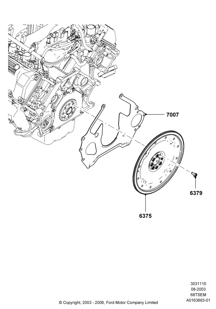 10B - Flywheel, 6.8L SOHC EFI NA V10 Gas; 04/AUG/2003-03/JAN/2005