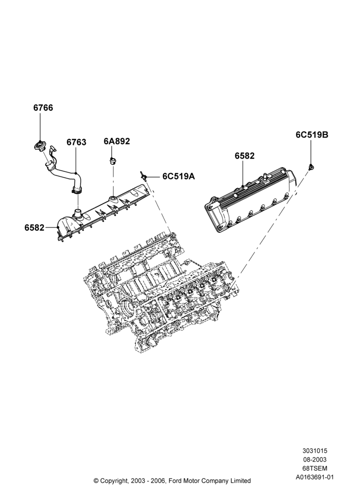 15B - Cylinder Head Cover, 6.8L SOHC EFI NA V10 Gas; 04/AUG/2003-03/JAN/2005