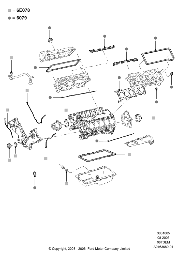 05B - Engine Gasket Kits, 6.8L SOHC EFI NA V10 Gas; 04/AUG/2003-03/JAN/2005