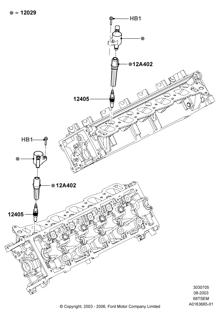 05B - Ignition Coil and Wires/Spark Plugs, 6.8L SOHC EFI NA V10 Gas; 04/AUG/2003-03/JAN/2005