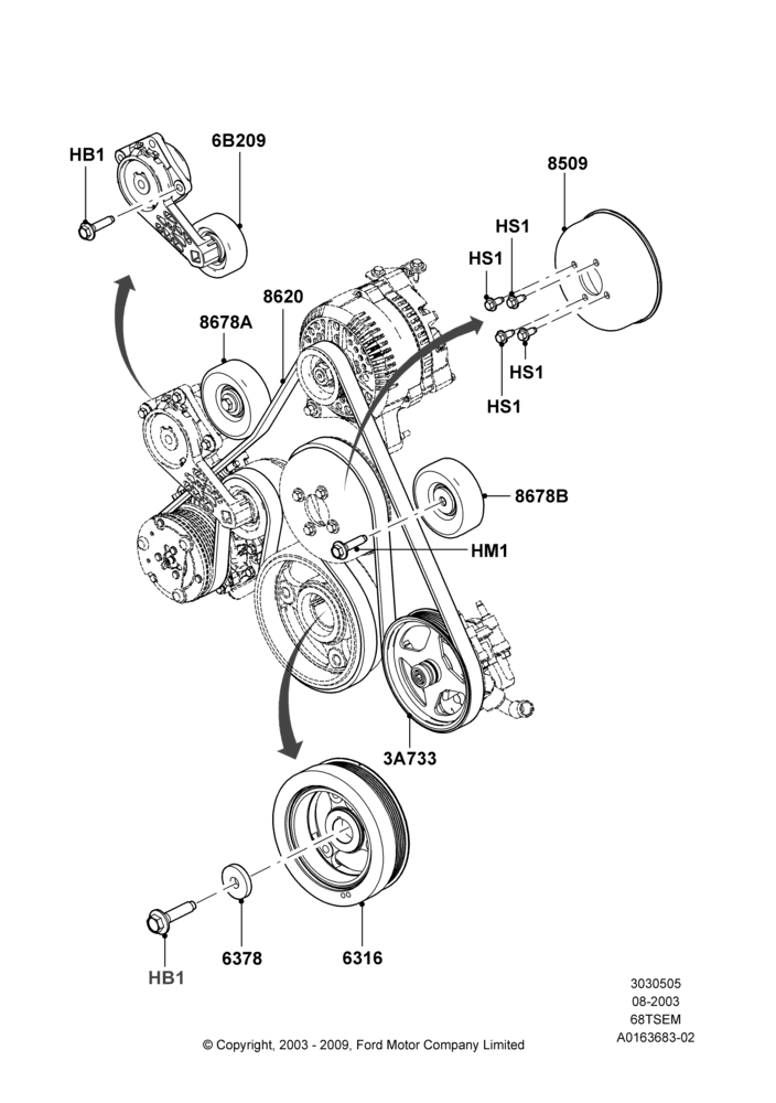 Pulleys and Drive Belts, 6.8L SOHC EFI NA V10 Gas
