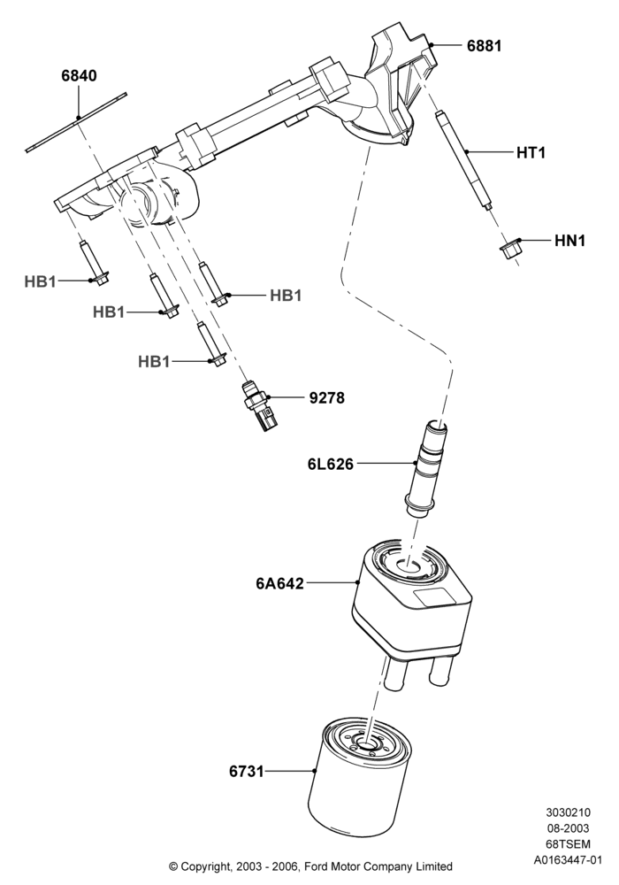10B - Oil Cooler and Filter, 6.8L SOHC EFI NA V10 Gas; 04/AUG/2003-03/JAN/2005