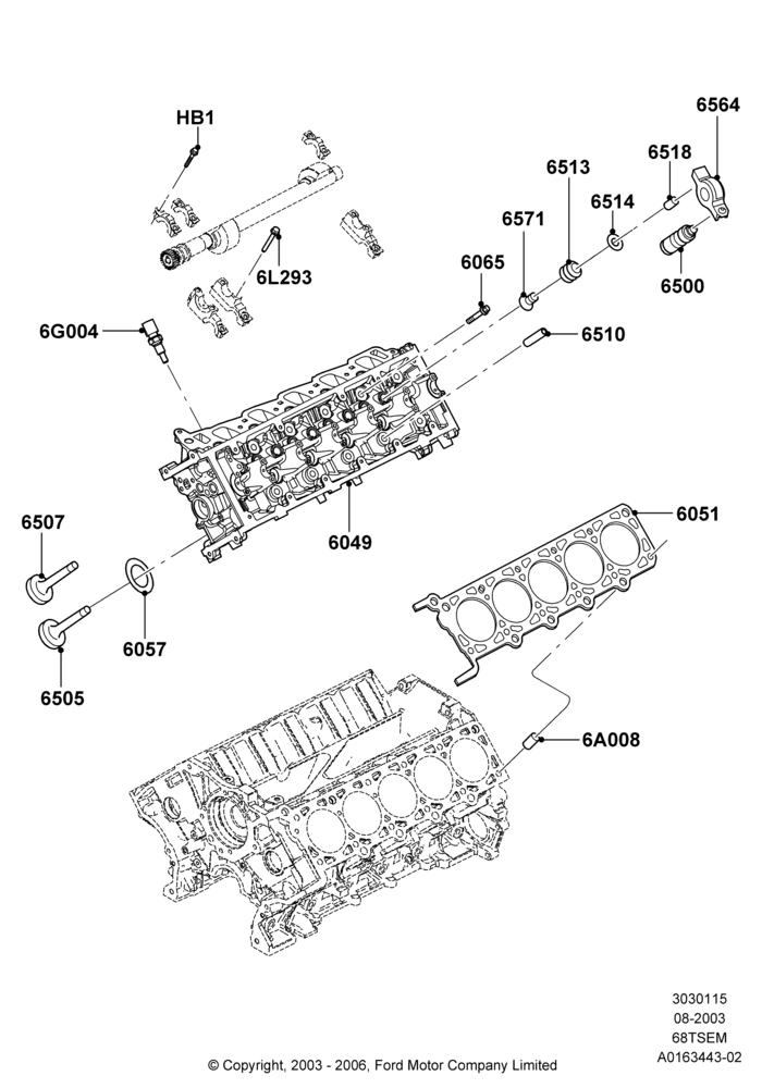 15B - Cylinder Head, 6.8L SOHC EFI NA V10 Gas; 04/AUG/2003-03/JAN/2005