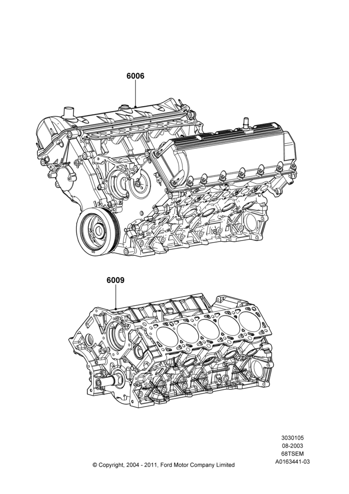 05B - Service Engine and Short Block, 6.8L SOHC EFI NA V10 Gas; 04/AUG/2003-03/JAN/2005