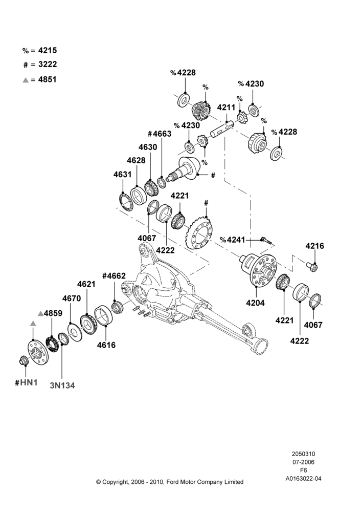 10B - Components - Front Axle Diff & Carr, 4WD; 17/JUL/2006-18/AUG/2008