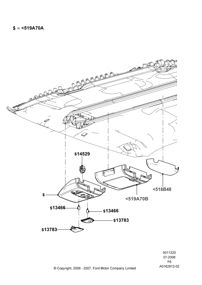 20G - Console - Overhead, Crew Cab, Less Sun Roof, Standard Ovrhed Console & With Rail; 17/JUL/2006-18/AUG/2008