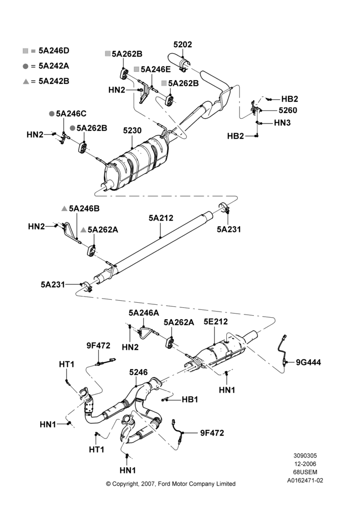 Exhaust System, 6.8L Gas EFI V10, Narrow Frame (Chassis Cab)