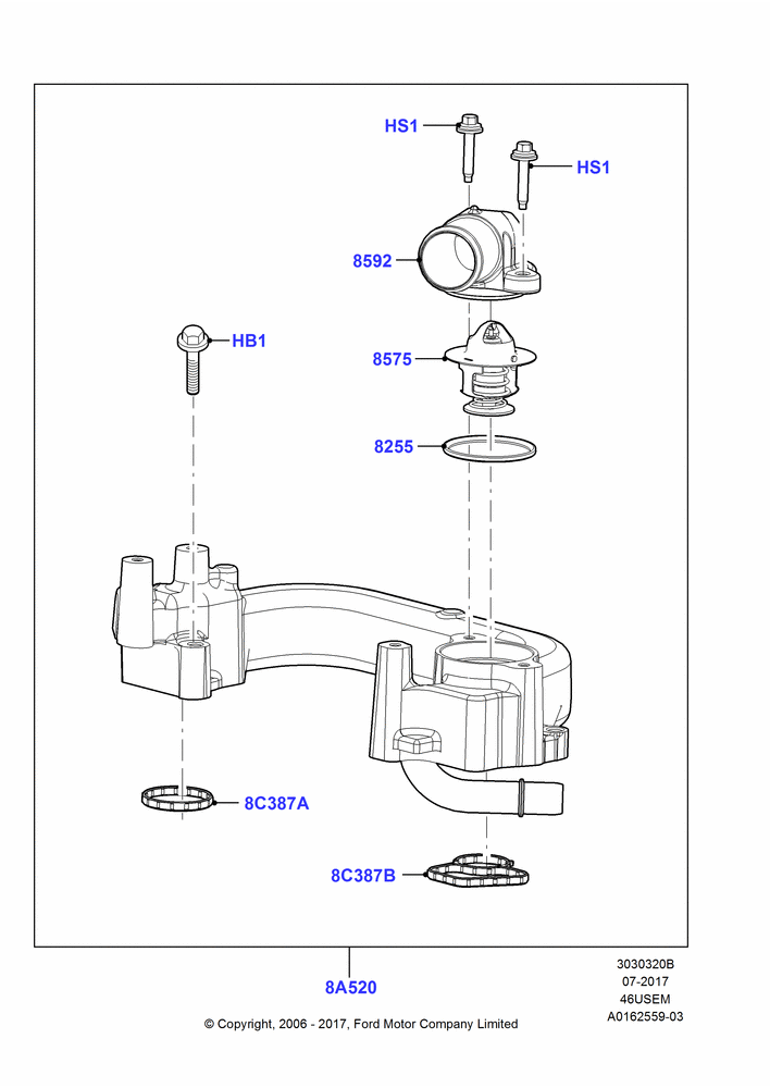 20B - Thermostat/Housing & Related Parts, 4.6L 3v V8 SOHC EFI; 05/JUN/2006-22/MAR/2010