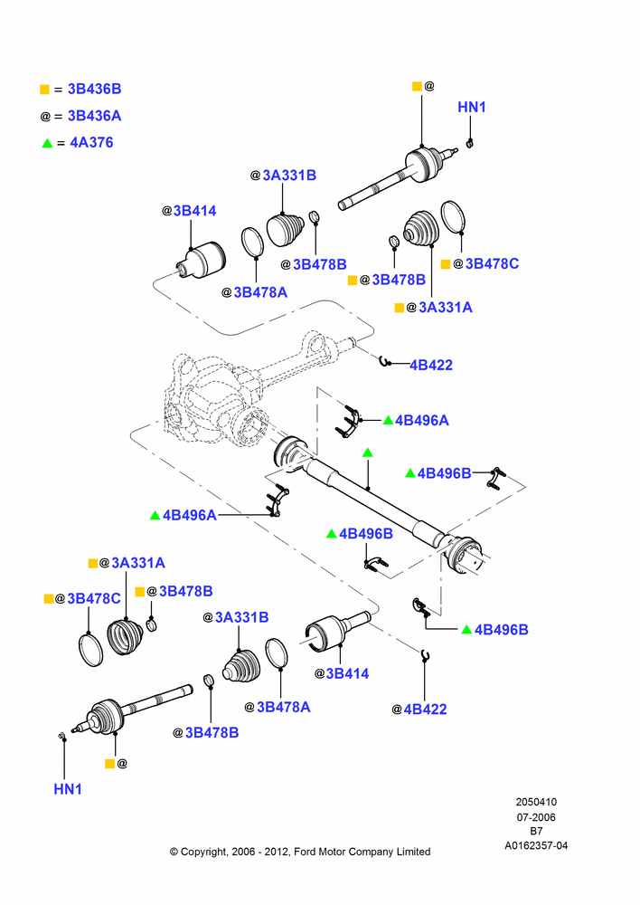 10B - Drive Shaft - Front Axle Drive, LHD 4WD (Part Time Drive); 02/AUG/2006-30/JUN/2017