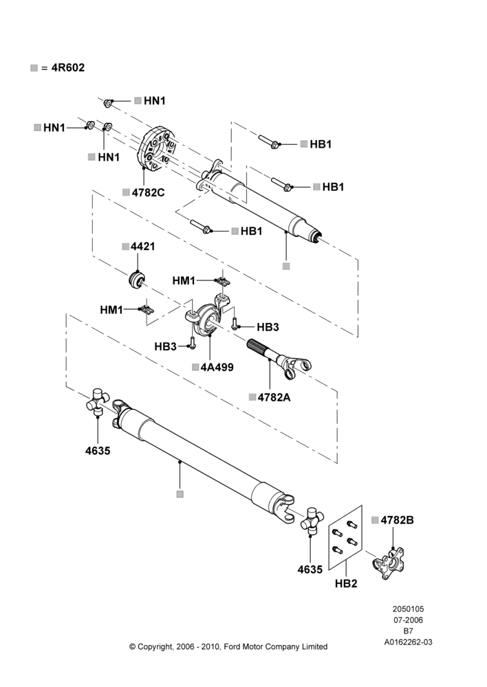 05E - Drive Shaft - Rear Axle Drive, LHD 2WD; 02/AUG/2006-15/SEP/2008