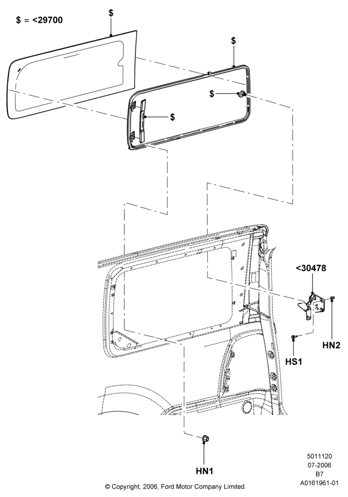20C - Side Windows, With Electric Rear Quarter Window; 02/AUG/2006-11/AUG/2014
