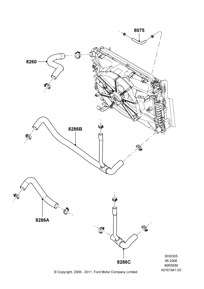 05C - Cooling System Pipes and Hoses, Romeo 4.6 SOHC EFI; 19/JUN/2006-26/SEP/2011