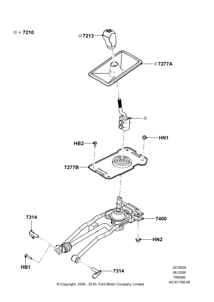 05A - Gear Change Lever - Manual Trans, 6 Speed Manual Transmission (T56); 06/JUN/2006-26/FEB/2009