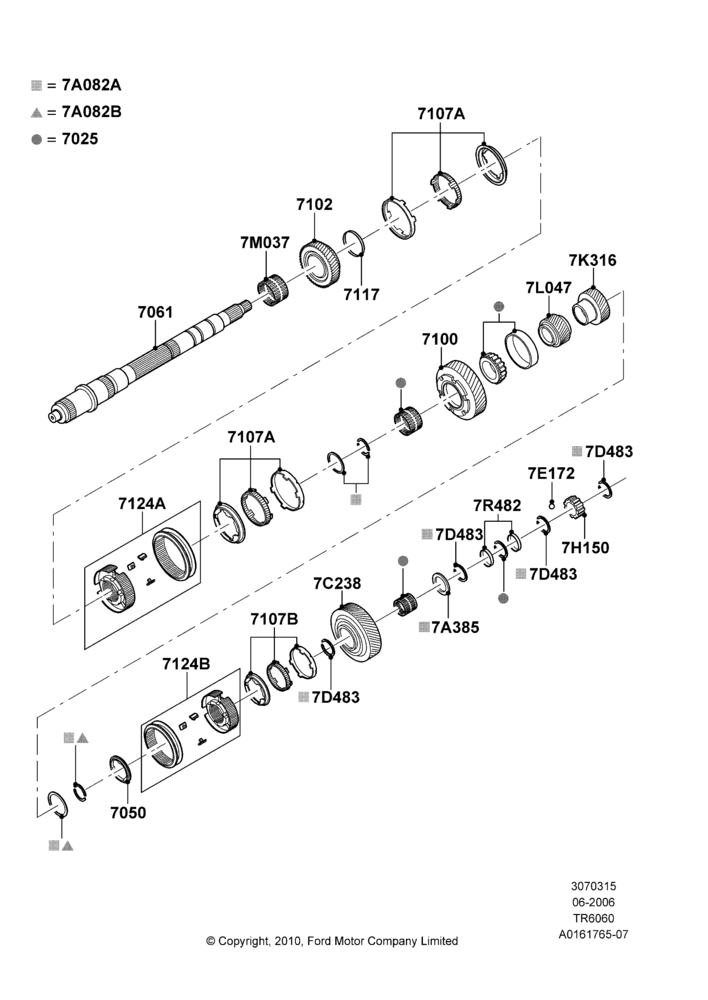 15A - Output Shaft, Gear Sets & Bearings, 6 Speed Manual Transmission (T56); 06/JUN/2006-26/FEB/2009