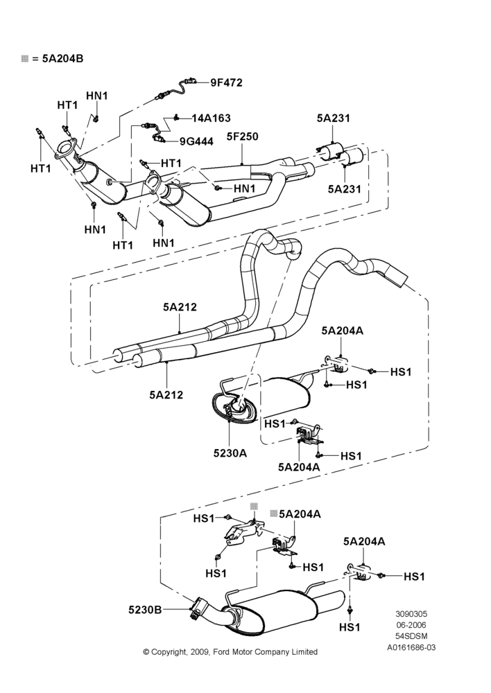 Exhaust System, 5.4L 4V DOHC EFI S/C ALUM V8 G