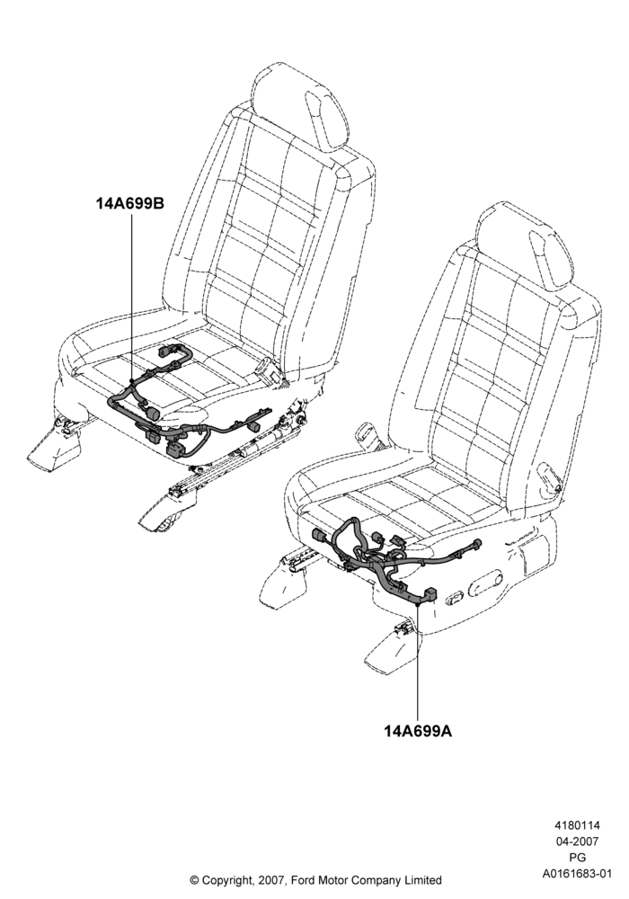 14C - Wiring - Seats; 30/APR/2007-15/JUN/2009