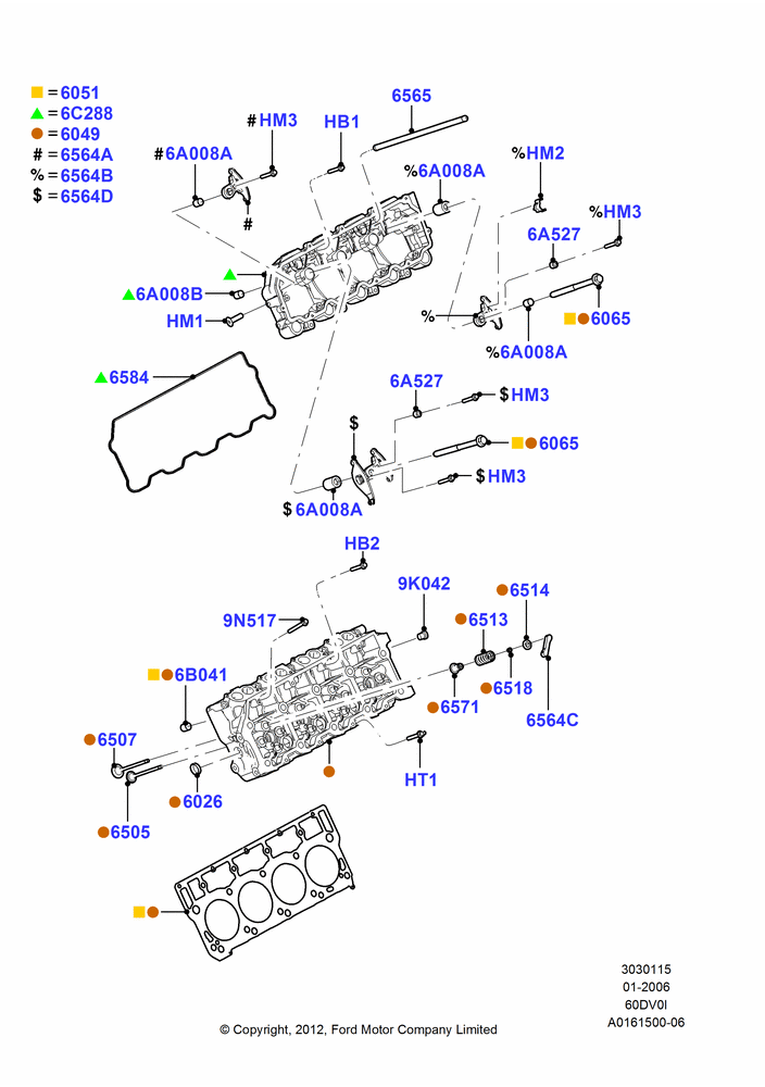 15C - Cylinder Head, 6.0L OHV Diesel V8; 16/JAN/2006-18/DEC/2006