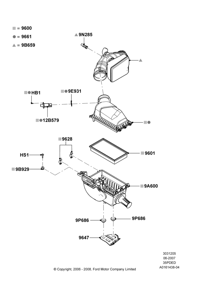 05B - Air Cleaner, 3.5L 4V DOHC VCT SMPI V6 Gas; 18/JUN/2007-15/JUN/2009