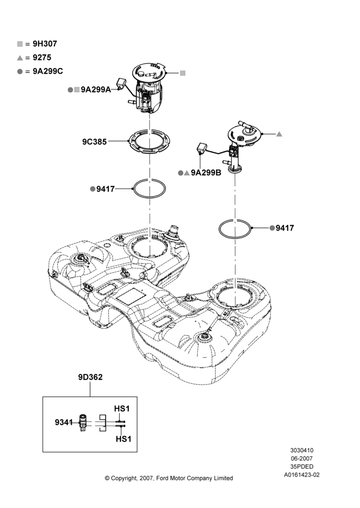 10B - Fuel Pump And Sender Unit, 3.5L 4V DOHC VCT SMPI V6 Gas; 18/JUN/2007-13/AUG/2008