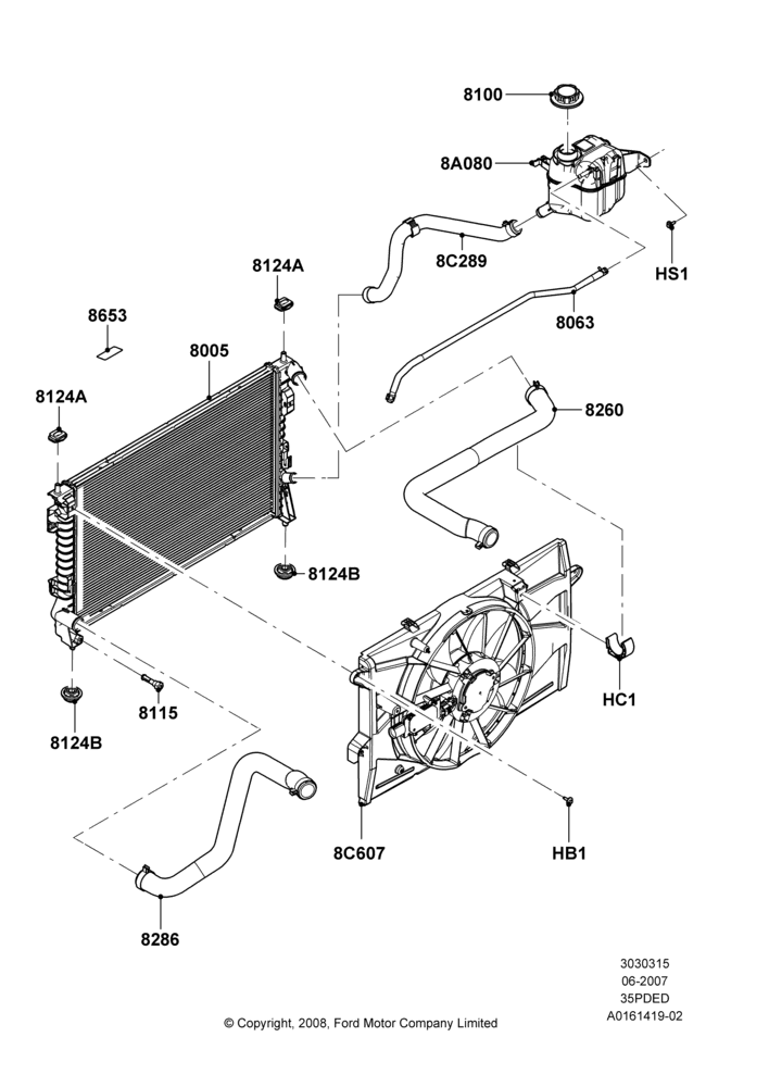 15B - Radiator/Coolant Overflow Container, 3.5L 4V DOHC VCT SMPI V6 Gas; 18/JUN/2007-15/JUN/2009