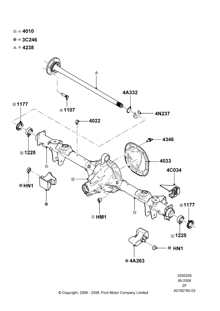 05B - Rear Axle, 5.4L 4V DOHC EFI S/C ALUM V8 G; 06/JUN/2006-26/FEB/2009
