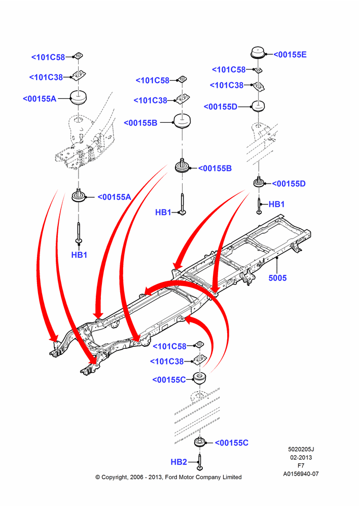 05J - Chassis Frame, Narrow Frame (Chassis Cab), Crew Cab; 18/DEC/2006-29/JUN/2009