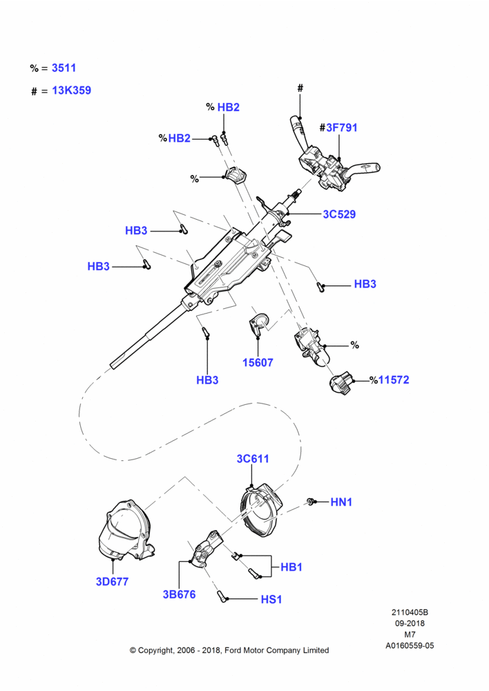 05B - Steering Column, Gas/Electric Hybrid; 01/MAY/2006-08/JAN/2007