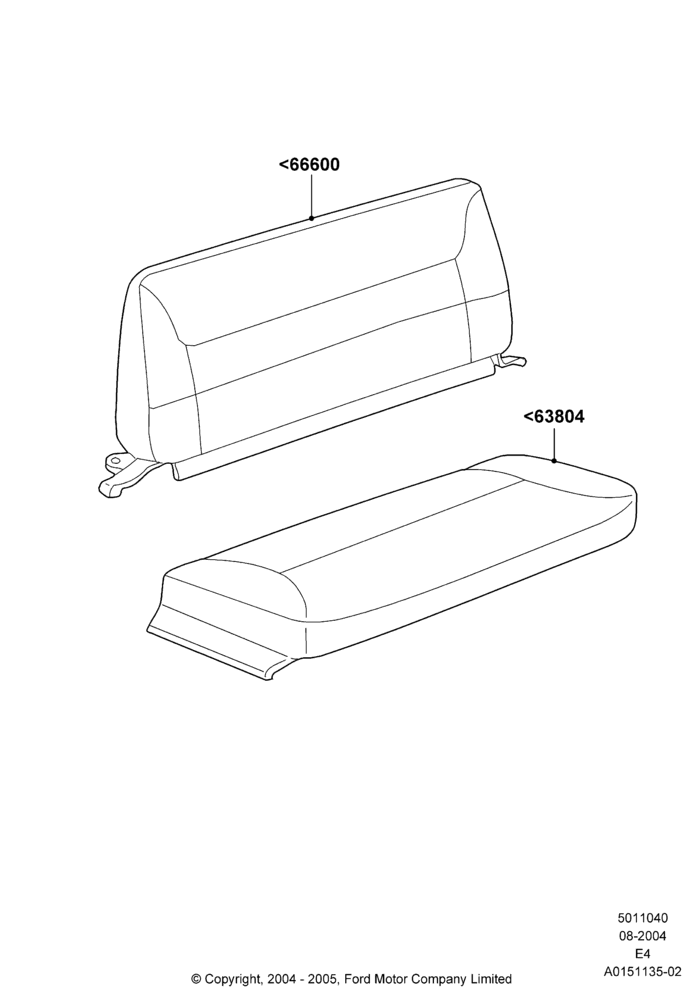 40D - Rear Seat Covers, With 4th Row Bench Seat (3 Pass.); 02/AUG/2004-06/AUG/2007