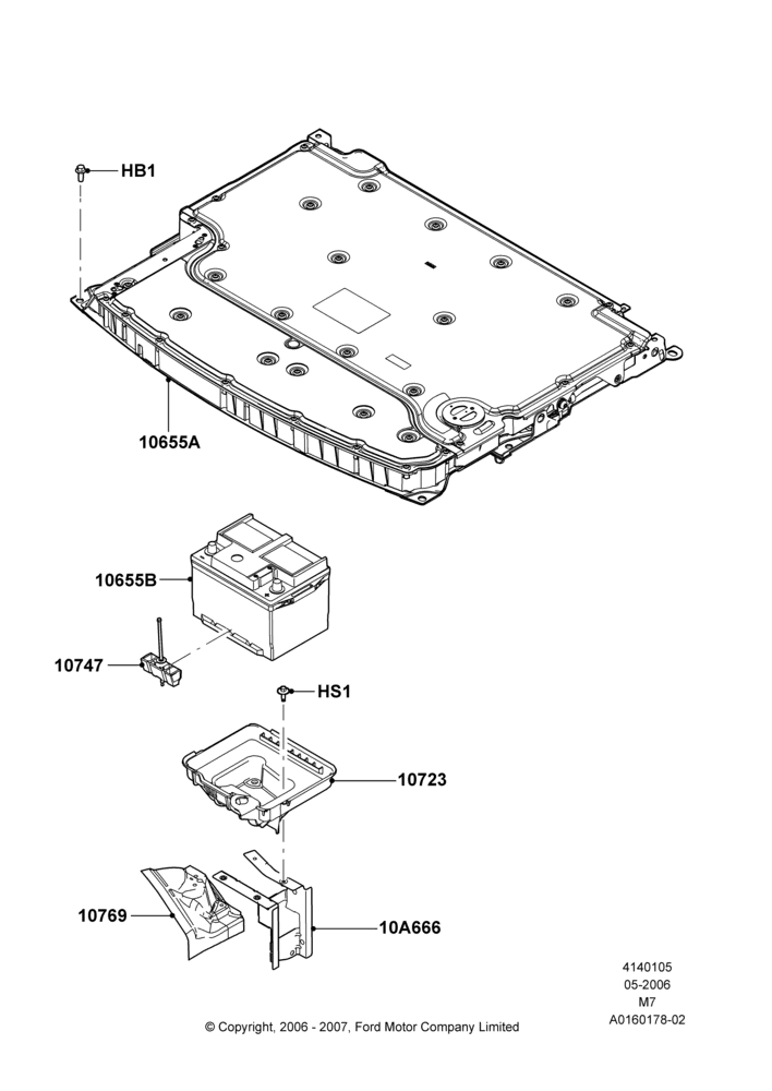 05B - Battery and Mountings, With Hybrid Version; 01/MAY/2006-29/APR/2012