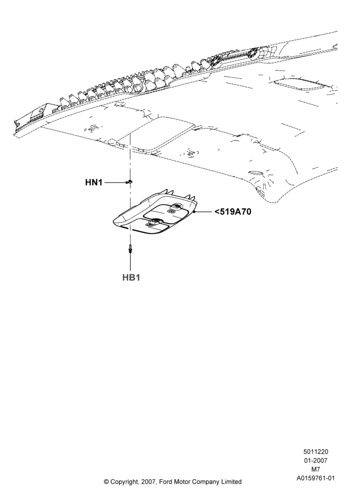 20K - Console - Overhead, Ford Hybrid Version, Less Sun Roof; 08/JAN/2007-29/APR/2012