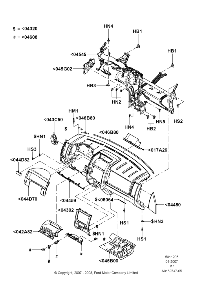 05E - Instrument Panel, Ford Series, Less Hybrid Version; 08/JAN/2007-29/APR/2012