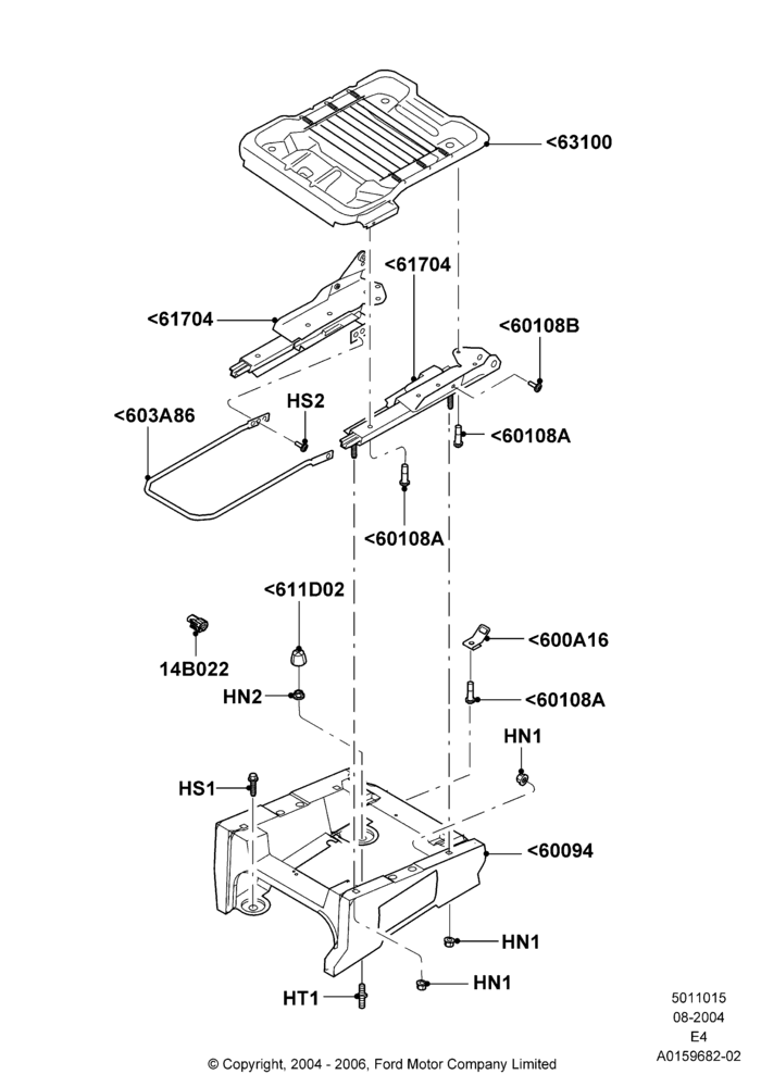 15C - Front Seat Base, Passenger Seat; 02/AUG/2004-19/APR/2010