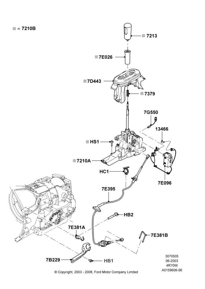 05D - Gear Change-Automatic Transmission, 4R70/4R75 W/E 4 Speed Trans, All Flow Thru Floor Consoles; 02/JUN/2003-23/AUG/2004