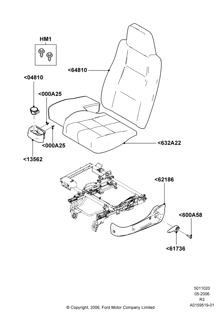 20D - Front Seat Pads/Valances & Heating, With Split Bench Front Seat, 60% Seat, in 60/40 seat; 01/MAY/2006-14/SEP/2009